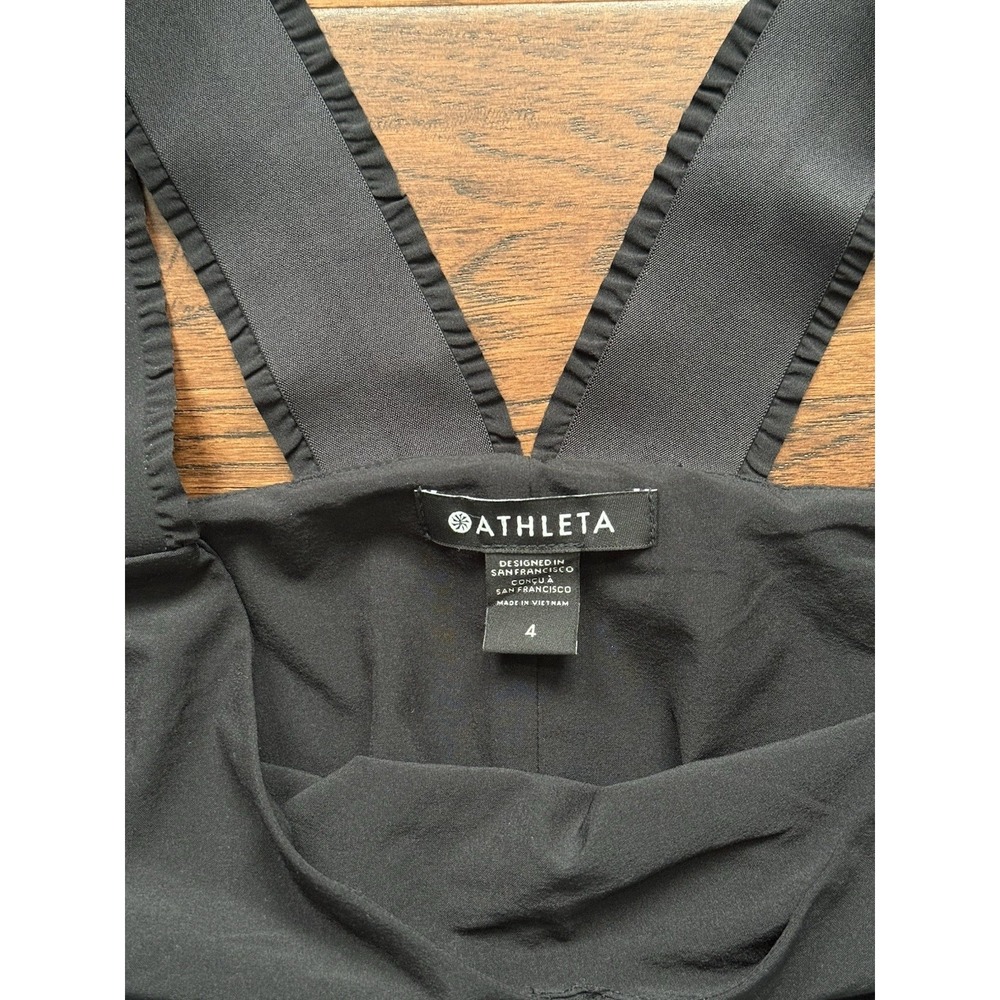 Athleta Savannah Black V Neck Wide Leg Jumpsuit Size 4 Stretch Athleisure - Picture 5 of 16